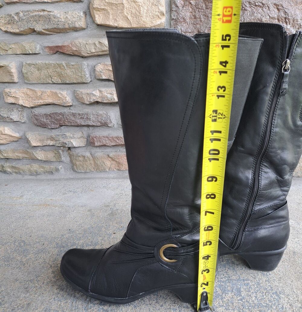 Clarks Wish Excite Knee High Leather Riding Boots Elastic Calf Ext Womens 9M - Picture 10 of 14